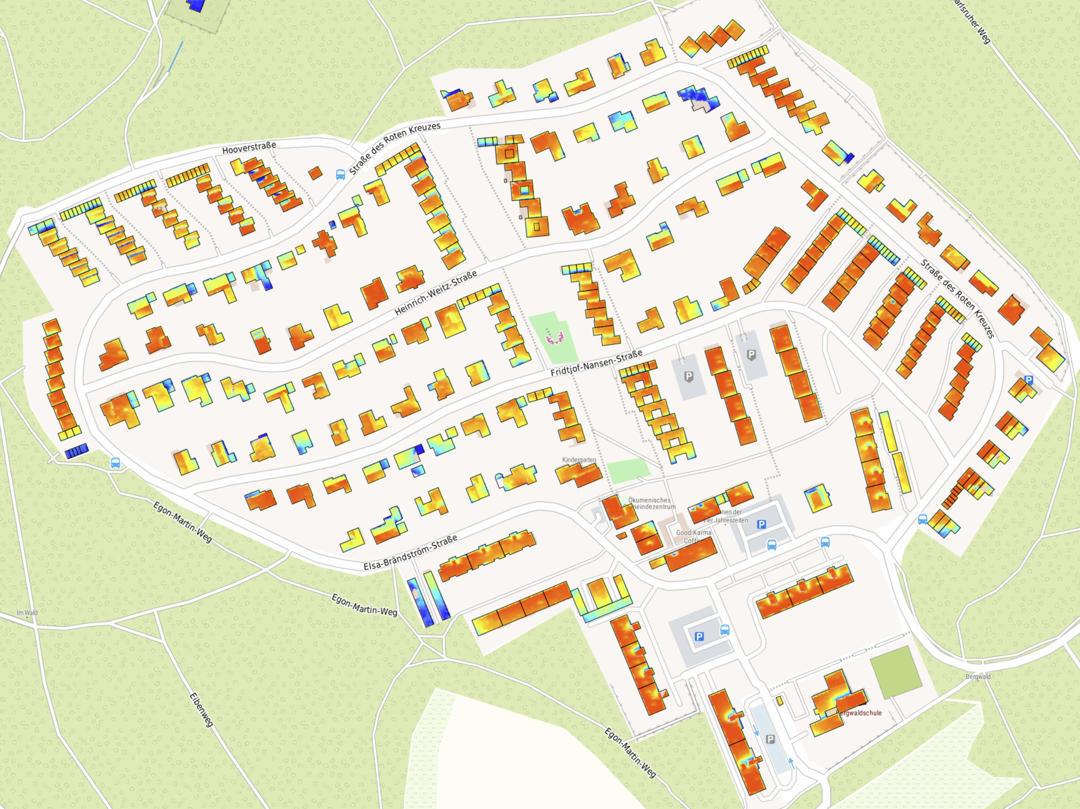 Solarpotenzial der Bergwald-Siedlung